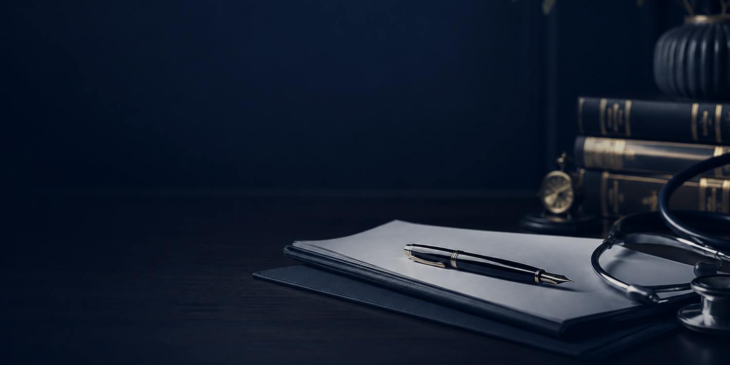 A pen and medical directive on a desk